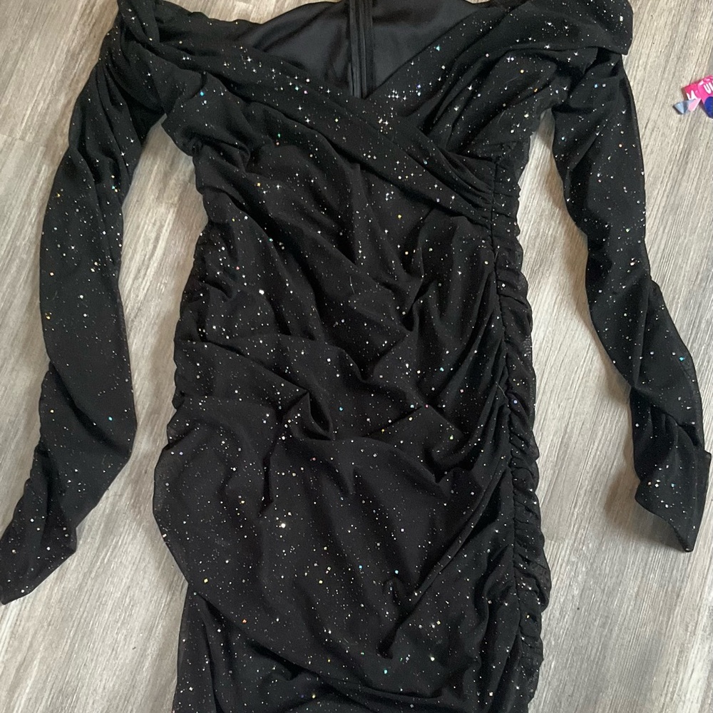 Elegant Black Ruched Dress